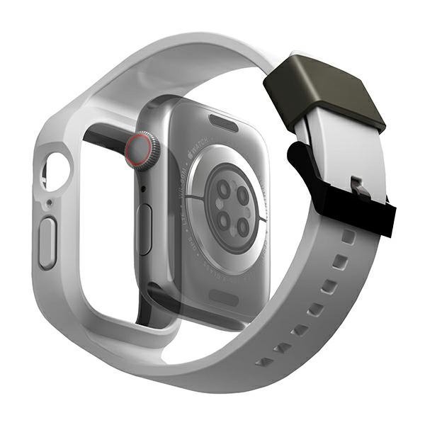 UNIQ pasek Monos 2in1 Apple Watch Strap+ Case Series 4/5/6/7/8/9/SE/SE2 44/45mm. szary/chalk grey