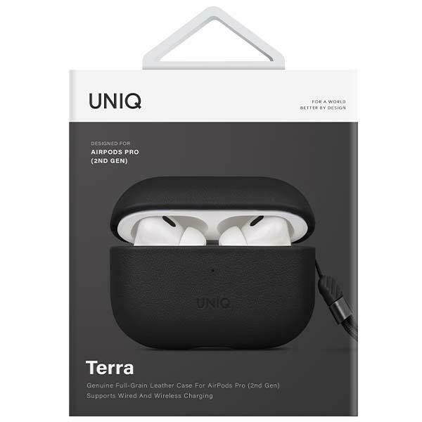 UNIQ etui Terra AirPods Pro 2 gen.Genuine Leather (2022/2023) czarny/dallas black