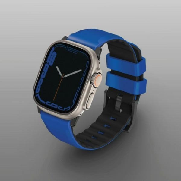 UNIQ pasek Linus Apple Watch Series 1/2/3/4/5/6/7/8/9/SE/SE2/Ultra/Ultra 2 42/44/45/49mm Airosoft Silicone niebieski/racing blue