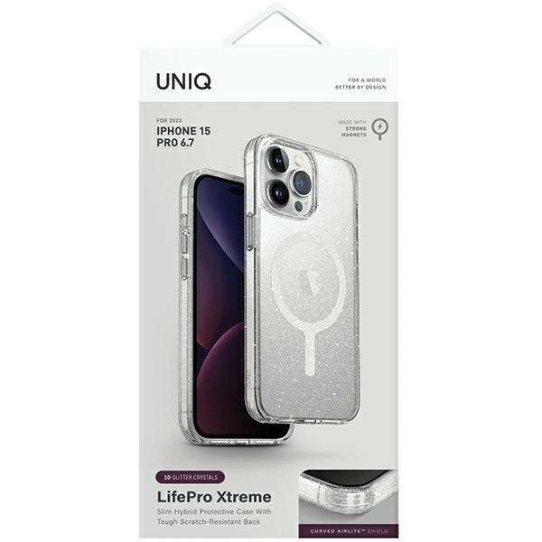UNIQ etui LifePro Xtreme iPhone 15 ProMax 6.7&quot; Magclick Charging przezroczysty/tinsel lucent