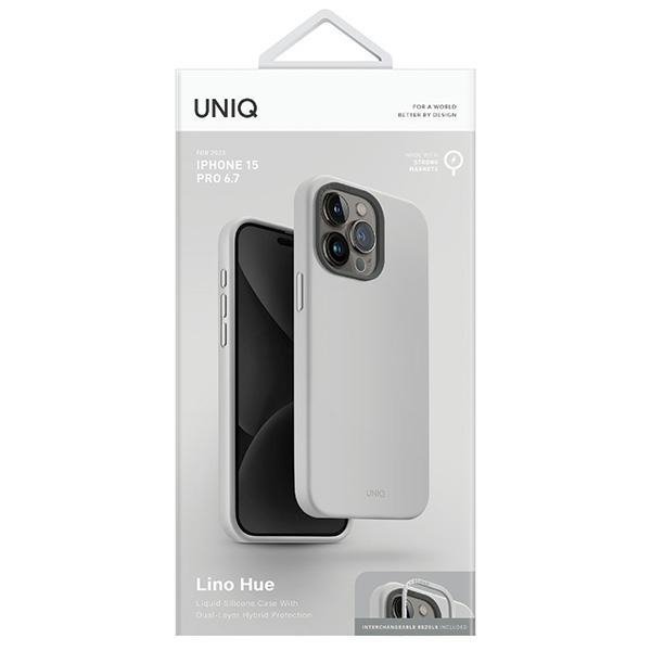 UNIQ etui Lino Hue iPhone 15 Pro Max6.7&quot; Magclick Charging jasnoszary/chalk grey