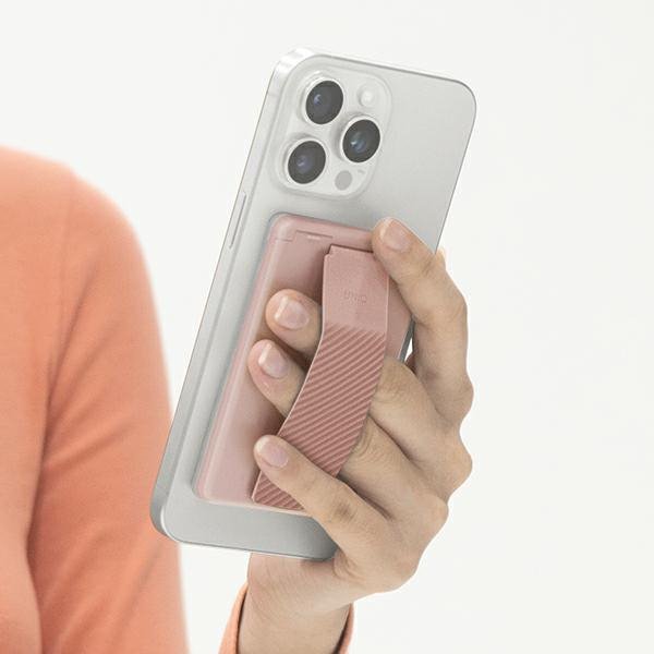 UNIQ Heldro ID magnetyczny portfel zpodpórką i opaską różowy/blush pink