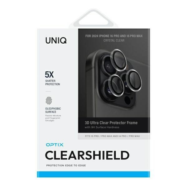UNIQ Optix Clear Camera Lens Protector iPhone 16 Pro 6.3&quot; / 16 Pro Max 6.9&quot; crystal clear szkło na obiektyw aparatu z 