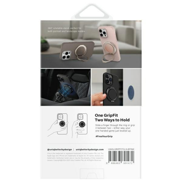 UNIQ Gripfit 360 Magnetic                Mount&Kickstand Uchwyt Magnetyczny różowy/blush pink