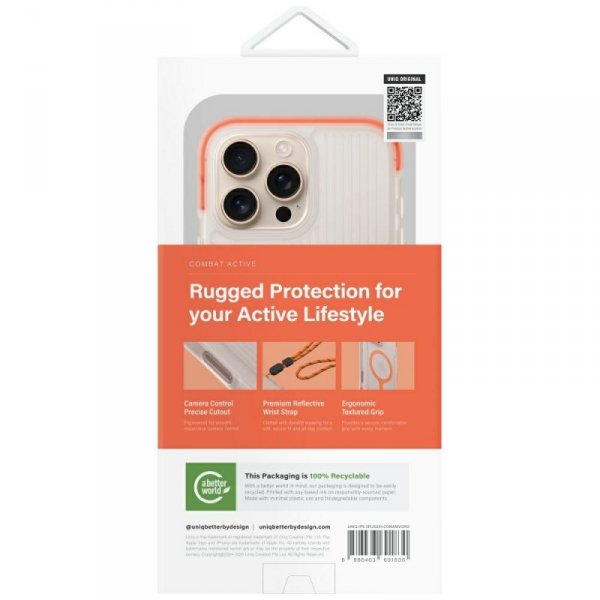 Etui UNIQ Combat Active do iPhone 16 Pro Magclick Charging pomarańczowy