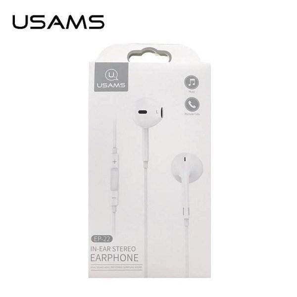 USAMS Słuchawki stereo EP-22 biały/white HSEP2201 jack 3,5mm