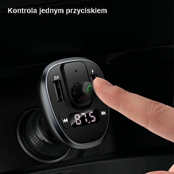 USAMS Zestaw głośnomówiący C21z transmiterem FM, Bluetooth 5.0, MP3, 2xUSB 3,4A czarny/black CC115GC01 (US-CC115)