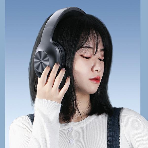 USAMS Słuchawki nauszne Bluetooth YX05 E-Join Series czarny/black TDLYEJ02 twarde etui, 1200mAh