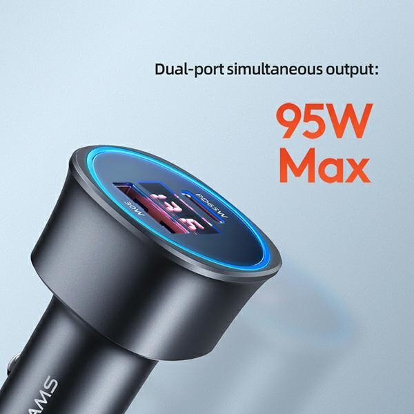 USAMS Ład. sam. 1xUSB+1xUSB-C C26 95W(only head) Fast Charge czarny/black CC146TC01 (US-CC146)