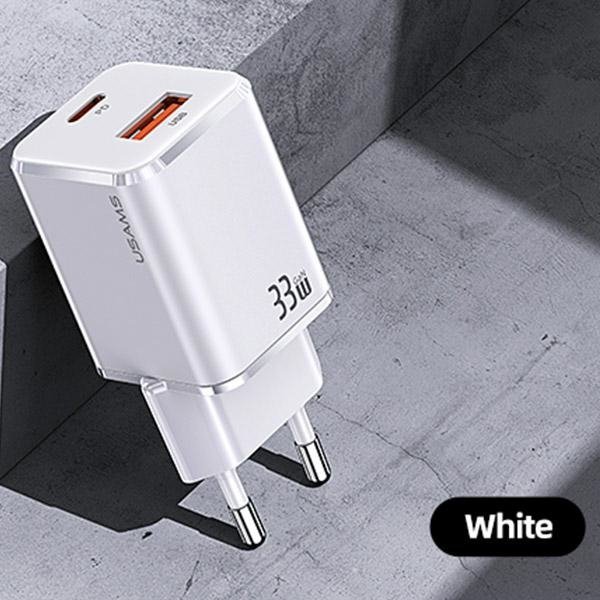 USAMS Ład. siec. 1xUSB-C+1xUSB T43 33W(only head) PD3.0 +QC3.0 Fast Charging biały/white CC144TC02 (US-CC144)
