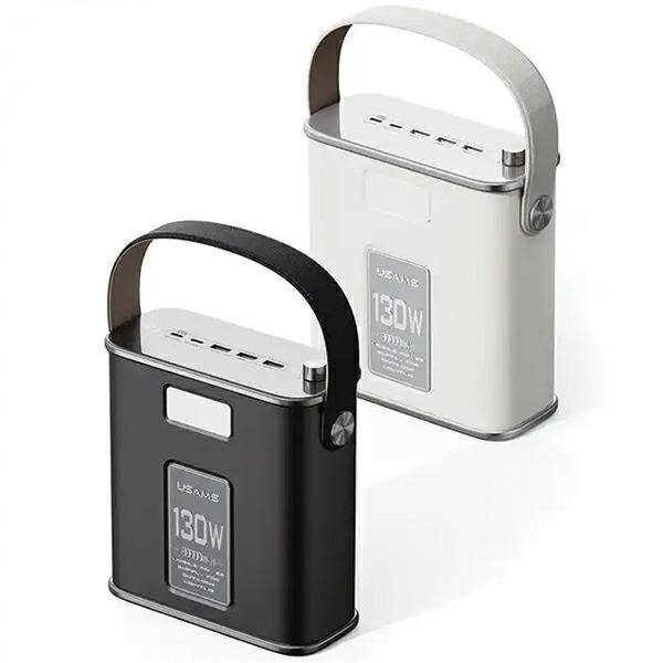USAMS Powerbank 80000mAh 130W 2C+3AQC3.0+PD Fast Charge beżowy/beige STXLOGTC02 (US-CD196) + kabel USB-C-USB-C 100W 2m