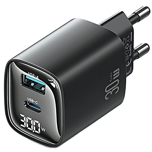 USAMS Ład. siec. CC229 30W GaNUSB-C/USB-A Fast Charging XC Series czarny/black CC229TC01