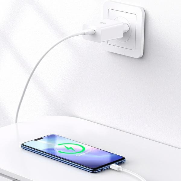 USAMS Ład. siec. 18W + kabel Micro/USB-A1m Fast Charging biały/white series SC SCXLTZ01