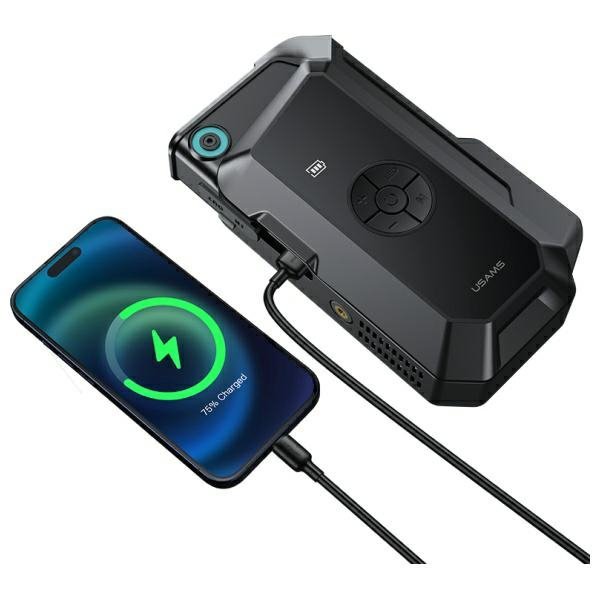 USAMS Jumpstarter Powerbank 8000mAh +    wbudowana latarka czarny/black ZB287