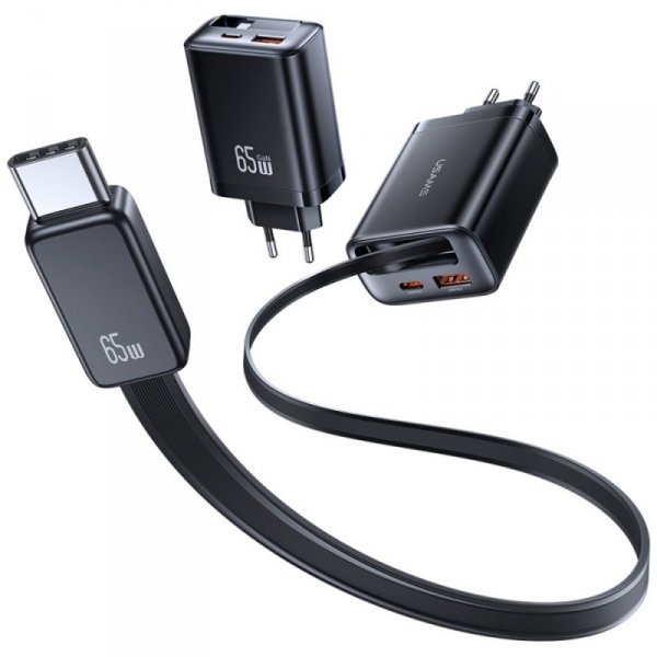 Ładowarka sieciowa USAMS Xiang Series    CC299 65W 1xUSB-C 1xUSB-A + kabel USB-C biały