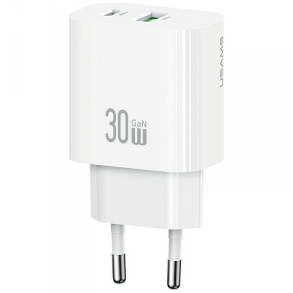 Ładowarka sieciowa USAMS CC316 T65 30W   1xUSB-C 1xUSB-A Fast Charging biały