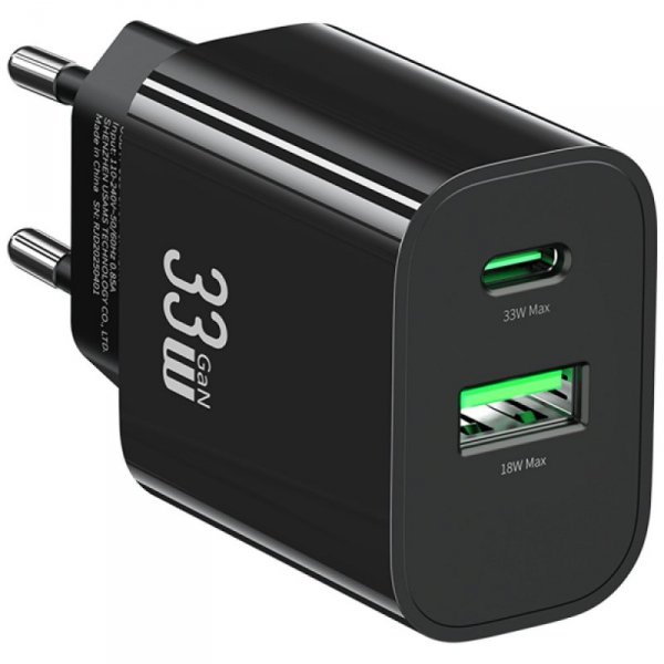 Ładowarka sieciowa USAMS CC317 T65 33W   1xUSB-C 1xUSB-A Fast Charging czarny