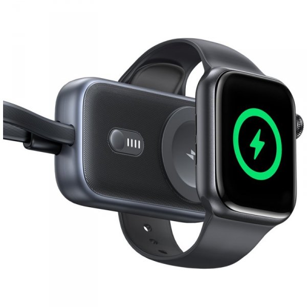 Ładowarka indukcyjna 2w1 Usams CD245 do  Apple Watch z powerbankiem 1200mAh + kabel USB-C titanium