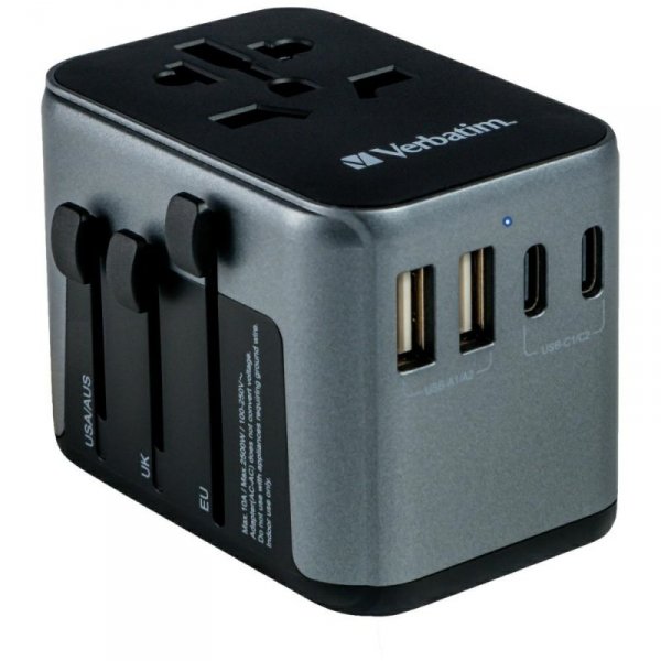 Verbatim Adapter podróżny EU/UK/US2xUSB-A/2xUSB-C PD 30W UTA-03 czarny/black 49545