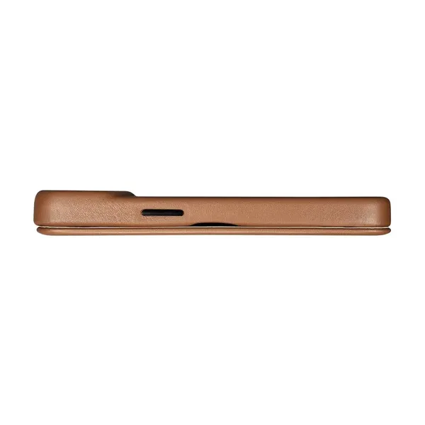 DUPLIKAT: iCarer CE Premium Leather Folio Case skórzane etui iPhone 14 z klapką magnetyczne MagSafe brązowy (WMI14220713-BN)