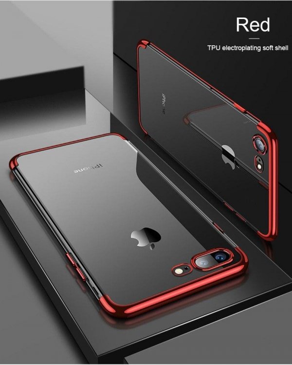 ETUI ELEGANCE PLATE iPHONE 7+ 8+ +SZKŁO (czerwony)