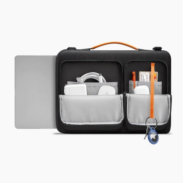 Pancerna Torba Tech-Protect Defender do Laptopa 13 14 cali Wodoodporna (MacBook NEO, Pro, Air 13") Black/Orange