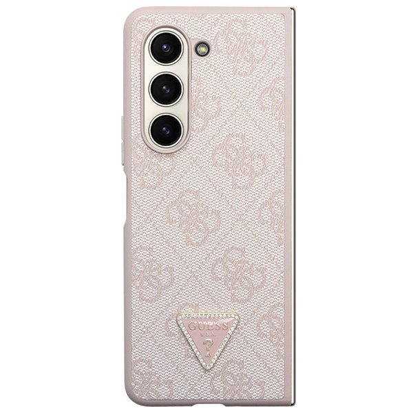 Guess GUHCZFD5P4TDPP F946 Z Fold 5 różowy/pink hardcase Leather 4G Triangle Strass