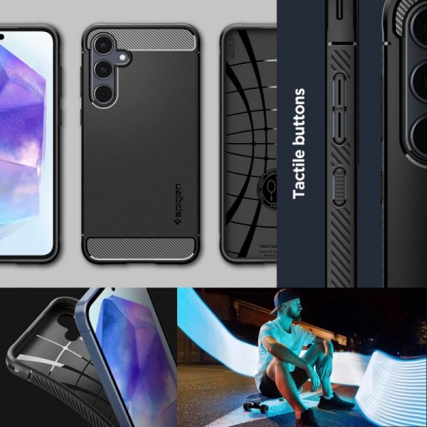 ETUI SPIGEN  RUGGED ARMOR GALAXY A55 5G MATTE BLACK