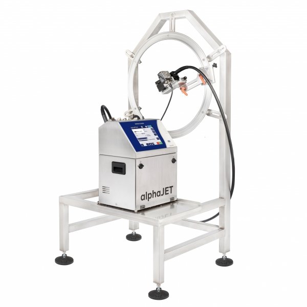 Coding station with radial printhead adjustment mechanism