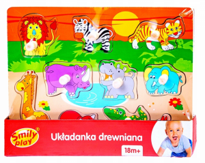 SMILY PLAY układanka drewniana zwierzęta zoo 10 el. 3 lata+