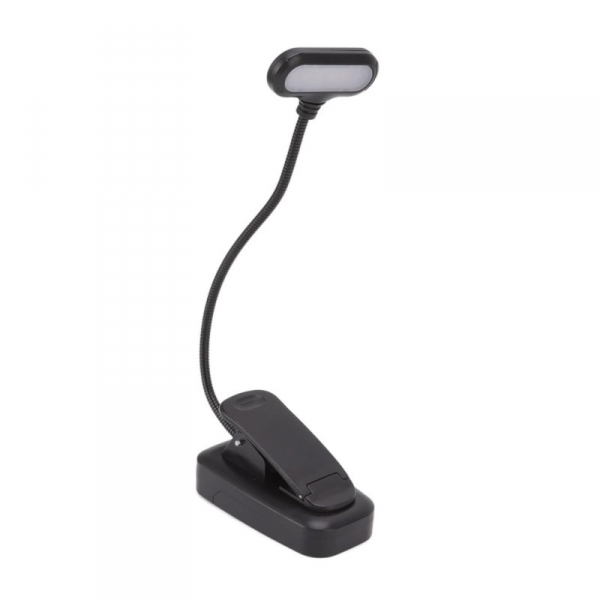 Lampka LED nocna z klipsem na książkę czarna