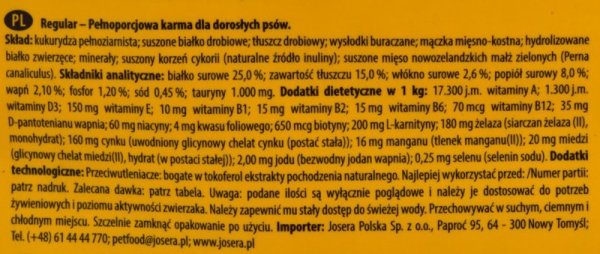 JOSERA JosiDog Regular - sucha karma dla psa - 15 kg