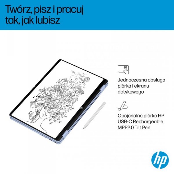 HP OmniBook 5 Flip 14-fp0004nw Core 5 120U 14"2K Touch IPS 300nits 16GB LPDDR5 5200 SSD512 Intel Graphics Cam 1080p 68Wh Win11 Blue Sky 2Y