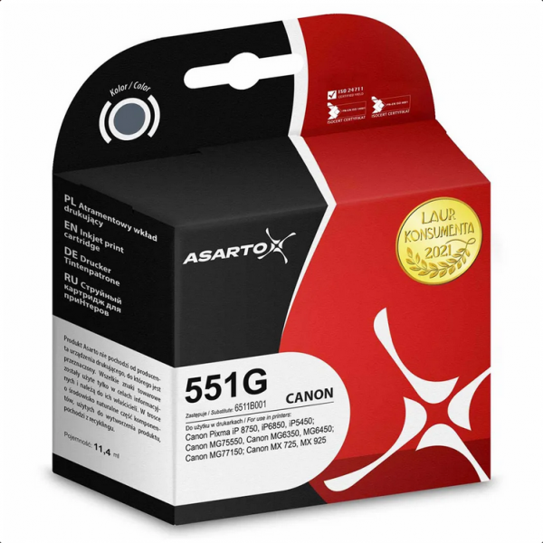 Tusz Asarto do Canon 551G | 6447B001 | 275 str. | grey