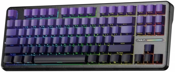 Klawiatura gasket F87 Pro Purple Black Gradient GrayWoodV4 switch RGB AULA
