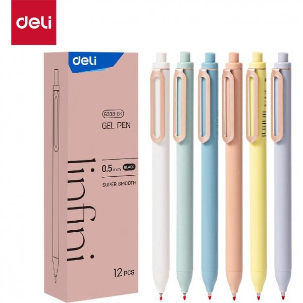 Długopis żelowy Super Smooth czarny Linfini mix kolorów obudowy EG338-BK DELI