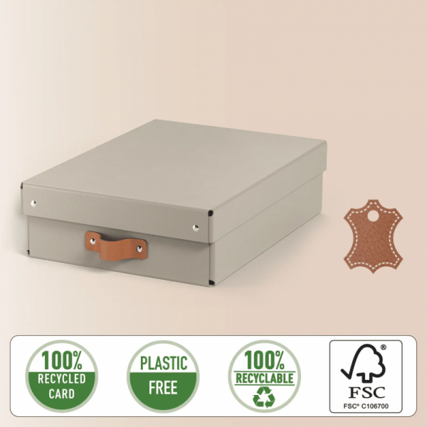 Pudełko do przechowywania Puro z pokrywką średnie niskie 8l (2szt) beżowe 61480012 LEITZ