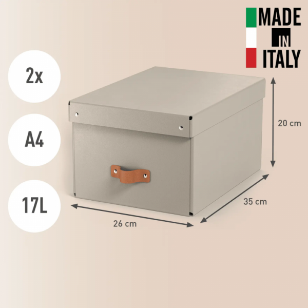 Pudełko do przechowywania Puro z pokrywką średnie 17l (2szt) beżowe 61490012 LEITZ