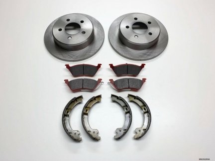 Rear Discs,Pads & Parking Shoes for Chrysler Voyager GS RG 1996-2007 BRK/GS/003A