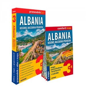 Albania Kosowo Macedonia Północna 3w1 przewodnik + atlas + mapa