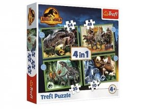Puzzle 4w1 Groźne dinozaury Jurassic World