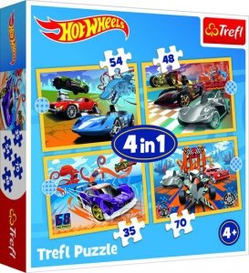 Puzzle 4w1 Pojazdy Hot Wheels