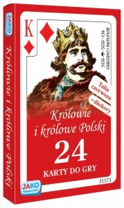 Karty do gry Królowie i królowe Polski 24 listki talia czerwona