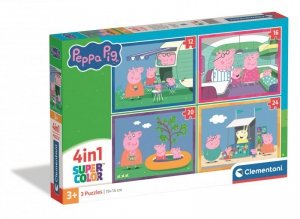 Puzzle 4 w 1. Super kolor. Peppa Pig