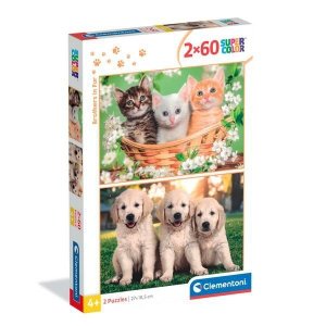 Puzzle 2 x 60 elementów. Super kolor. Brothers in Fur