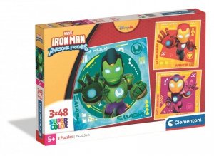 Puzzle 3 x 48 elementów. Super kolor. Iron Man And His Awesome Friends