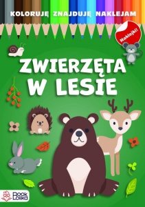Zwierzęta w lesie. Koloruję, znajduję, naklejam