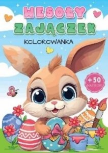 Wesoły zajączek. Kolorowanka