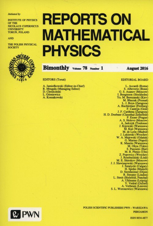 Reports on Mathematical Physics 78/1 2016