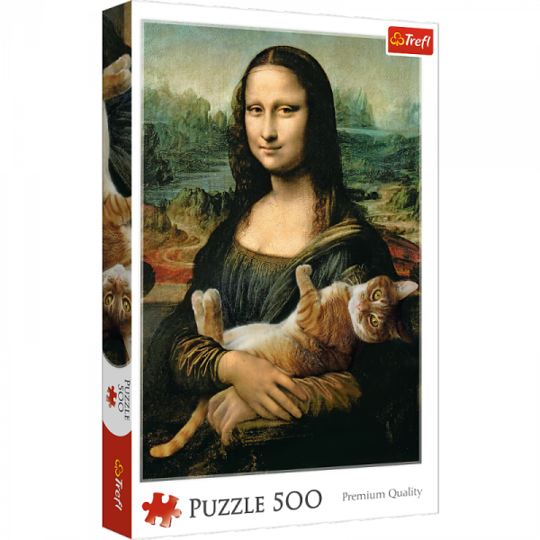 Puzzle 500 Mona Lisa i kot mruczek 37294